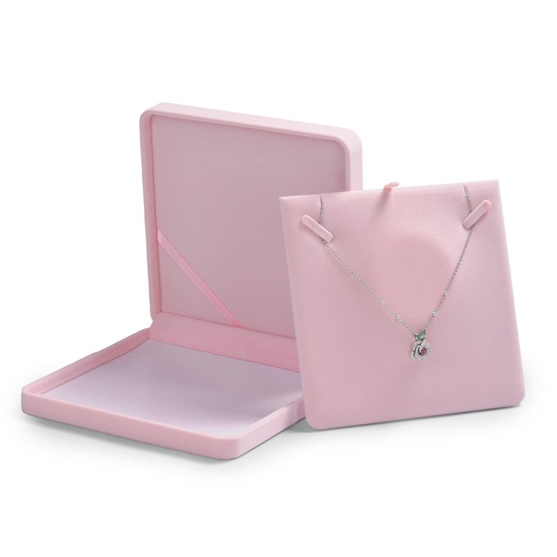 Oirlv Pink Velvet Pendant Box Big Necklace/Chunky Necklace Gift Box Jewelry Storage Case - Image 3